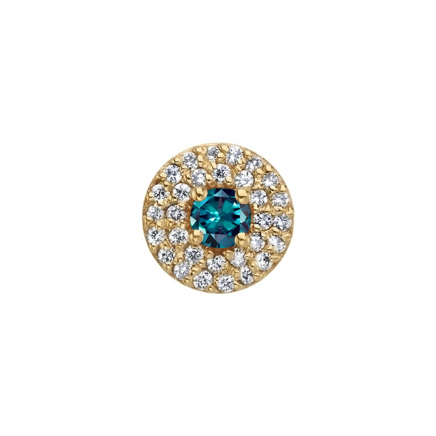 BVLA 16g BVLA yellow gold 7.5 "Double row Altura" threaded end with 30x 1.0  VS1 diamond and 3.0 AA alexandrite