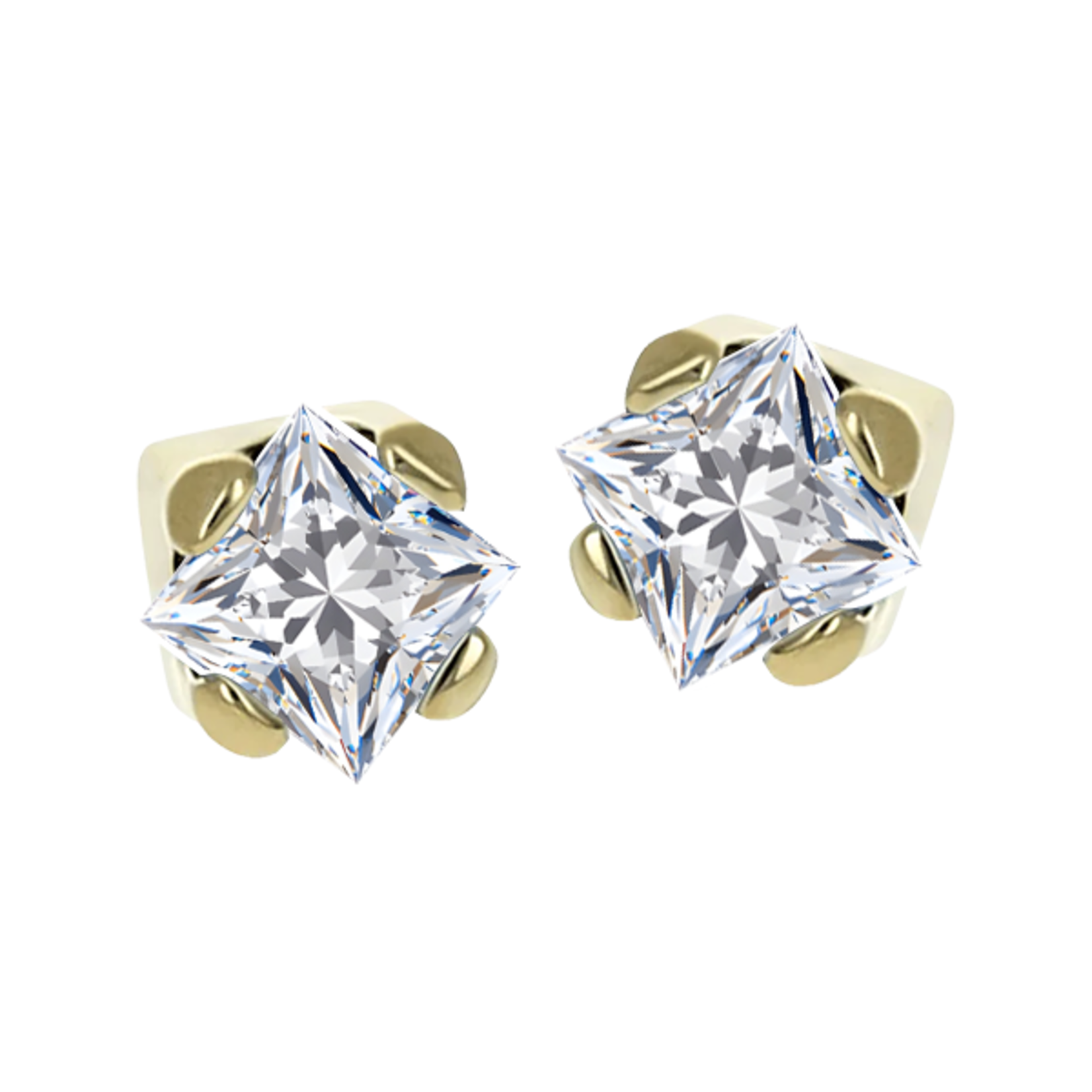 Anatometal Anatometal gold press-fit end with princess cut CZ