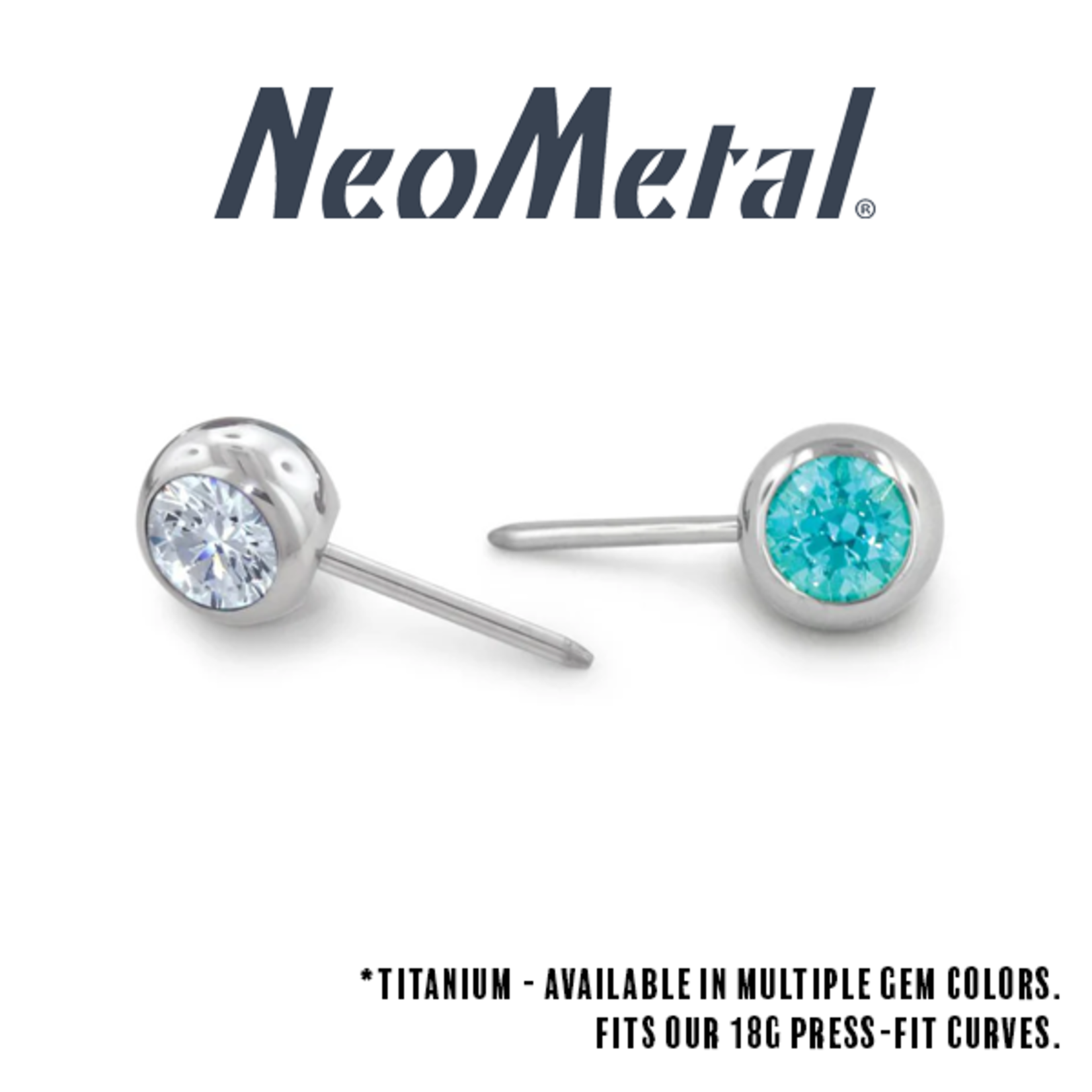 Neometal Neometal 18g ti press-fit side set gem ball