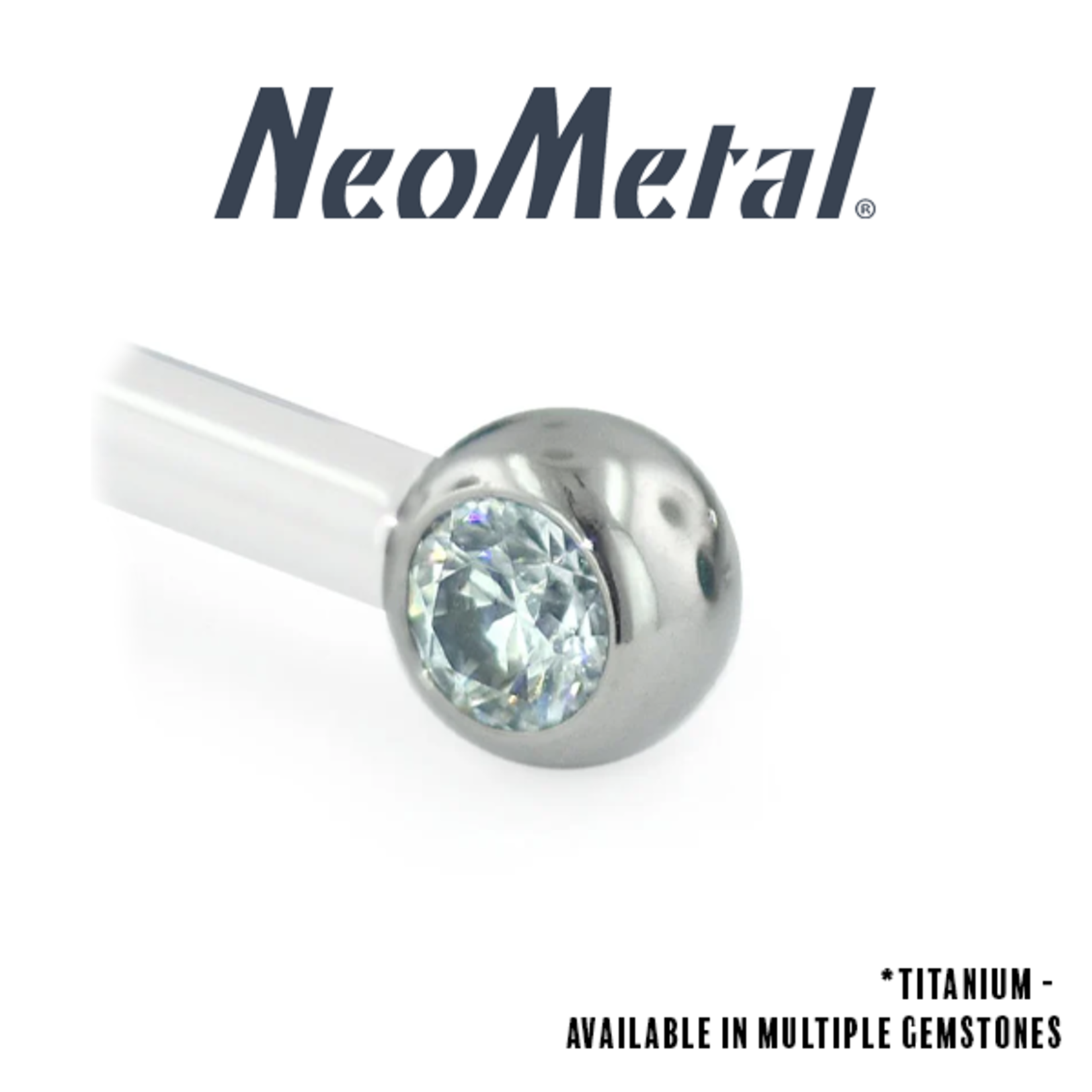 Neometal Neometal 12g titanium press-fit end with 4.0 side-set gemstone