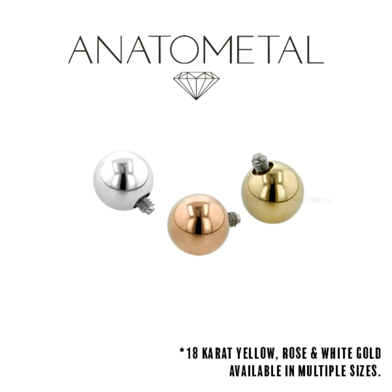 14g Anatometal Gold Threaded Ball - 23rd Street Body Piercing 