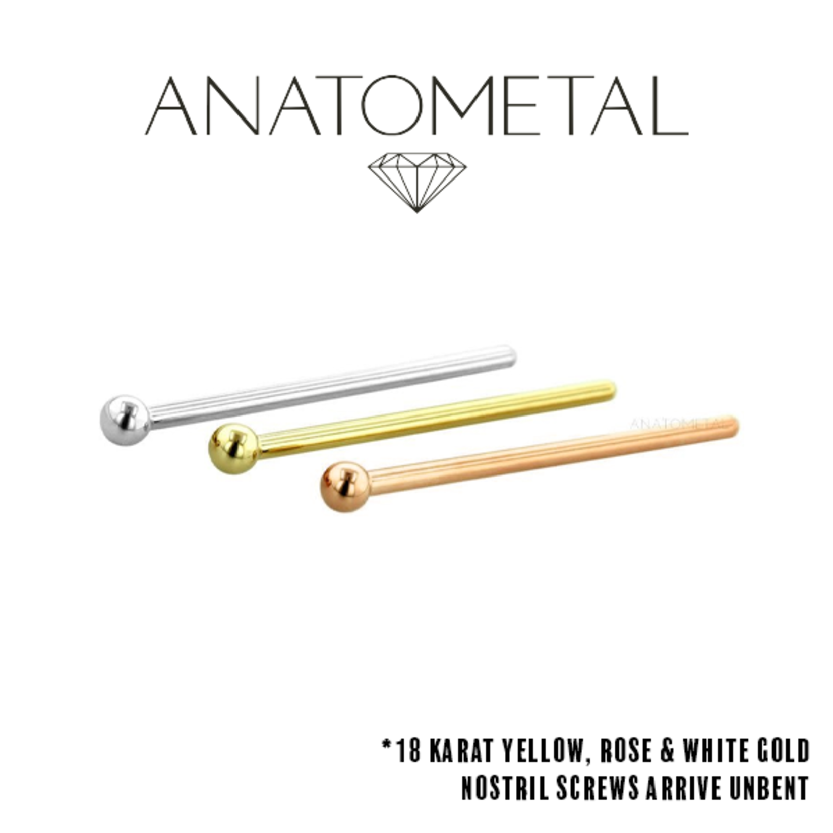 Anatometal Anatometal 20g gold 2.0mm ball nostril screw