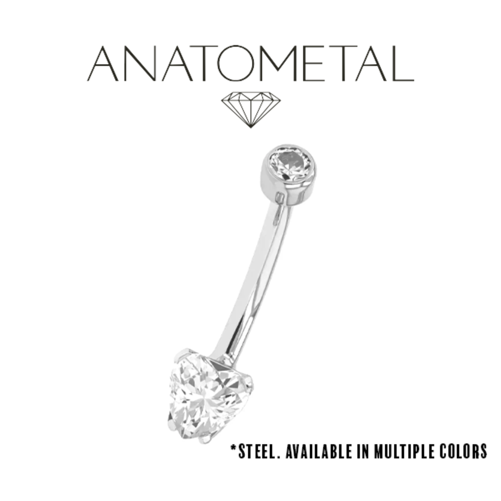 Anatometal 14g Anatometal steel Heart-Cut navel curve with 4.0mmmm top