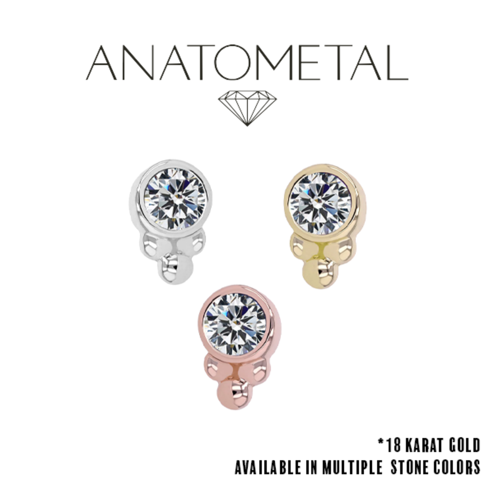 Anatometal Anatometal gold "Sabrina 1" press fit end with bezel gem.