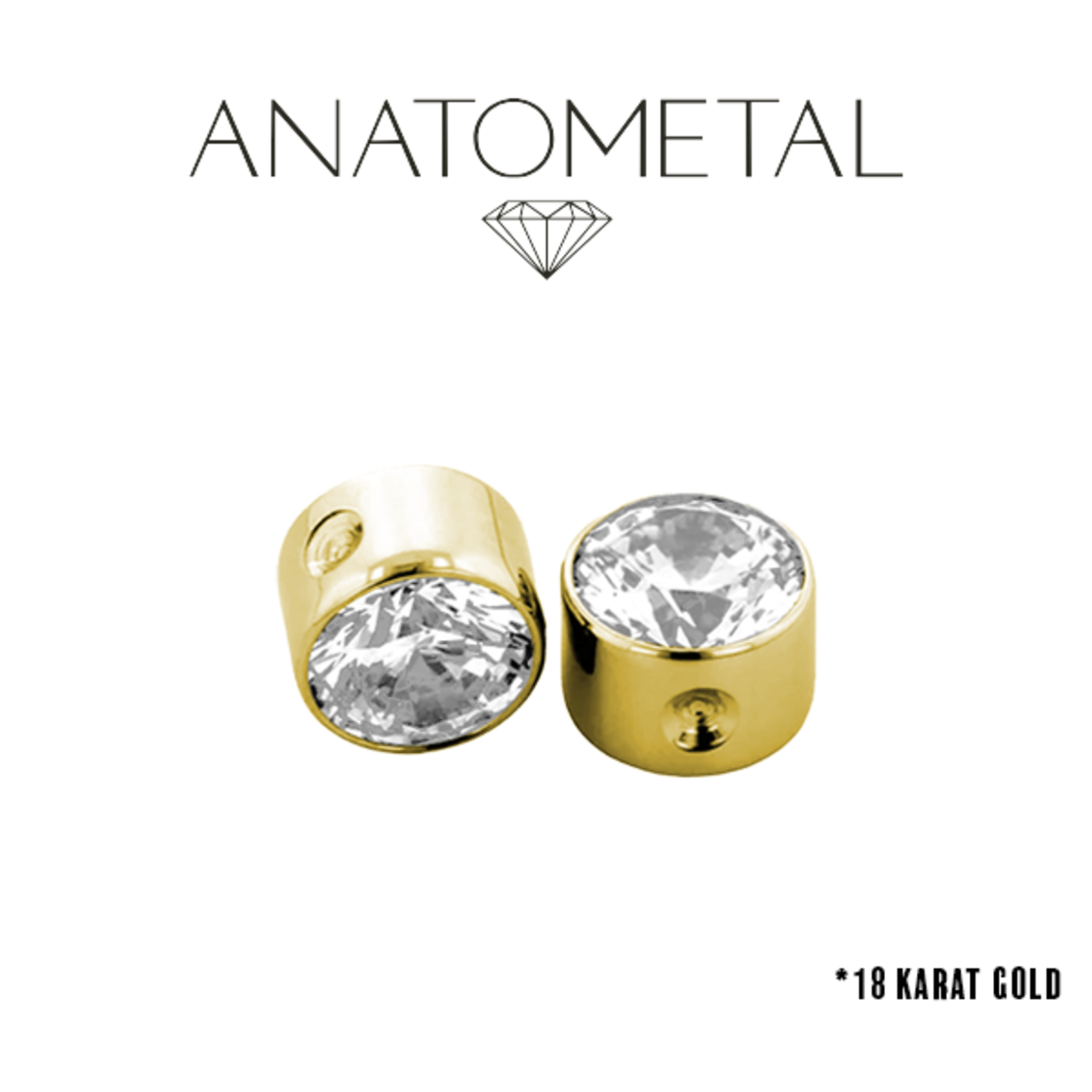 Anatometal Anatometal 16g 1/8 (3.0mm) gold captive bezel with CZ
