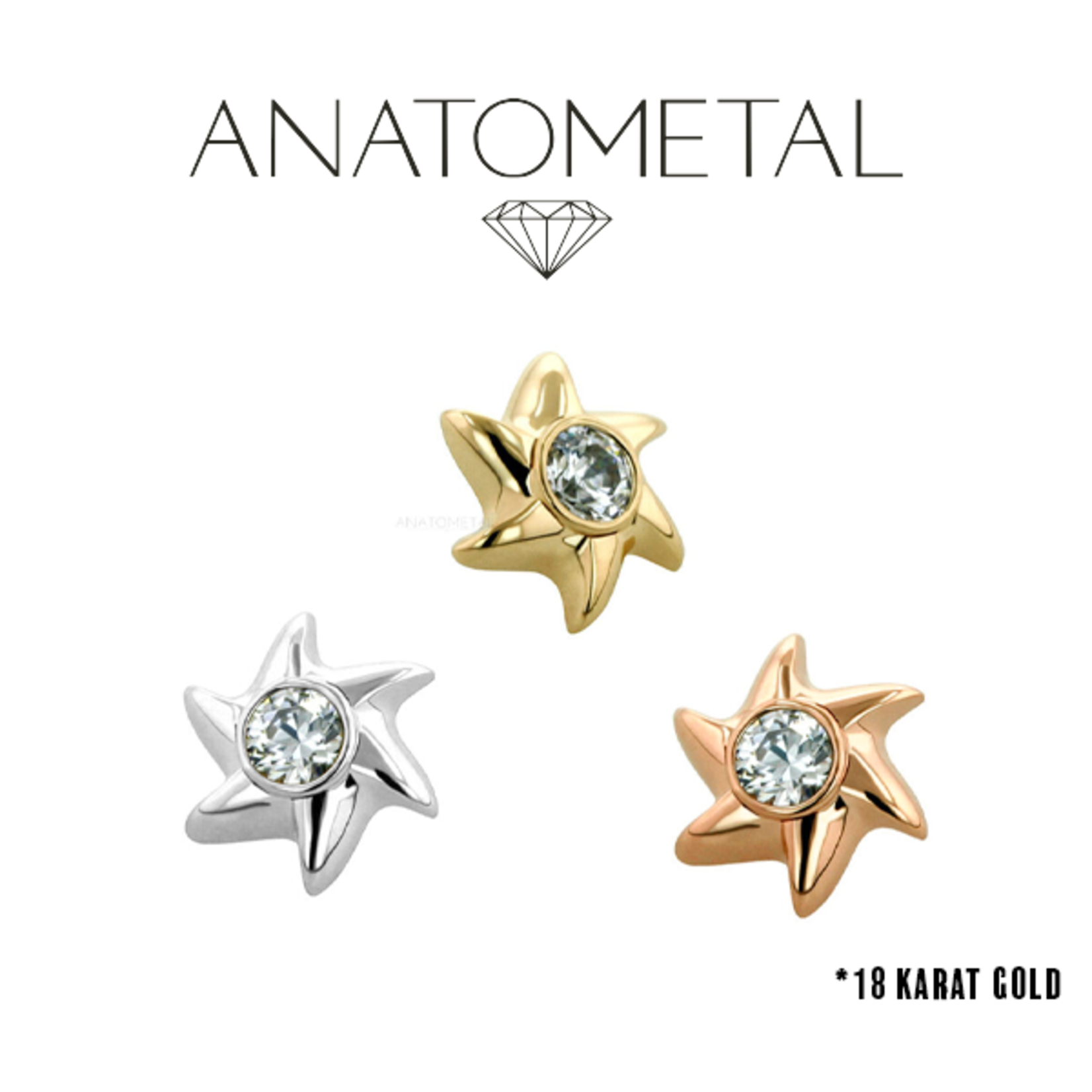 Anatometal Anatometal 14g "Pinwheel" threaded end with 1.5 gem