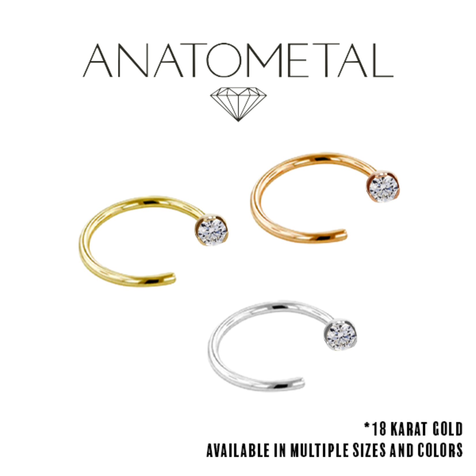 Anatometal Anatometal 20g nostril nail with prong-set Gem