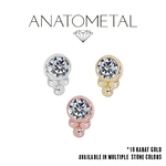 Anatometal Anatometal 14g "Sabrina 1" Threaded End with CZ