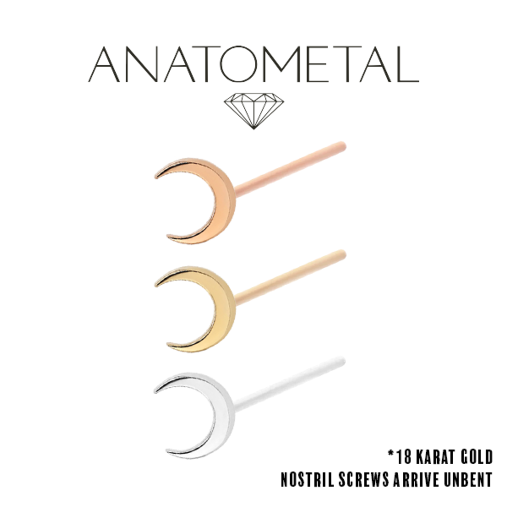 Anatometal Anatometal 20g gold 6.0mm Moon nostril screw