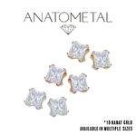 Anatometal Anatometal 14g Gold Princess-Cut CZ Threaded End