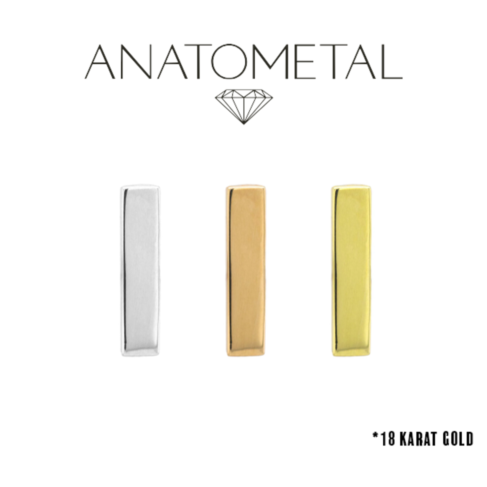 Anatometal Anatometal 16g gold rectangle threaded end