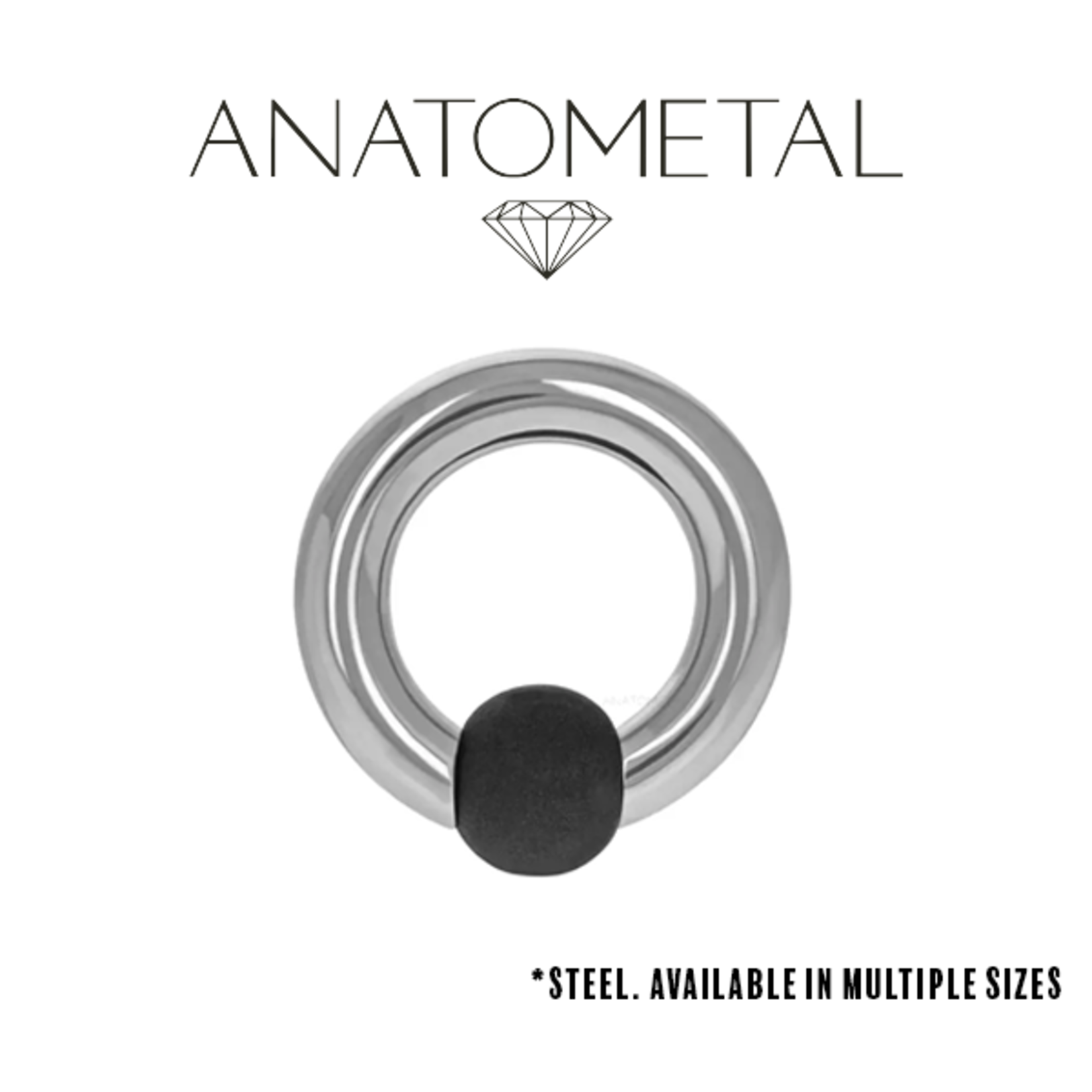 Anatometal Anatometal 2g steel Captive Bead Ring with nitrile bead