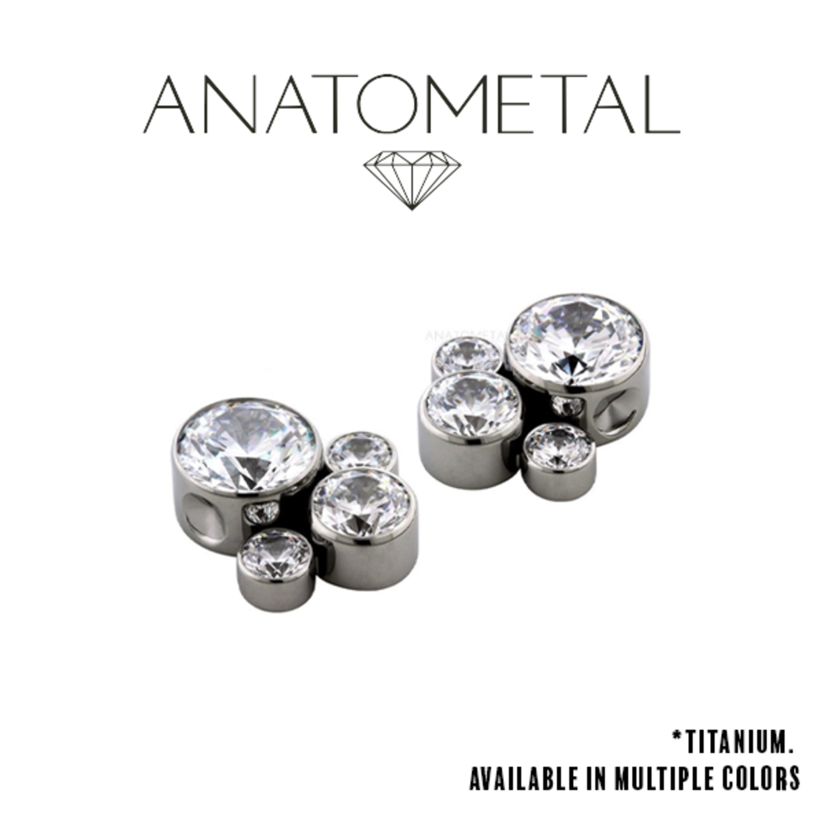 Anatometal Anatometal 16g titanium 4-gem captive cluster