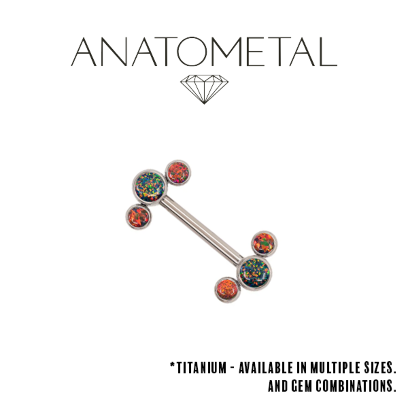 Anatometal Anatometal 12g titanium Gem Cluster Barbells - Sold as a Pair.