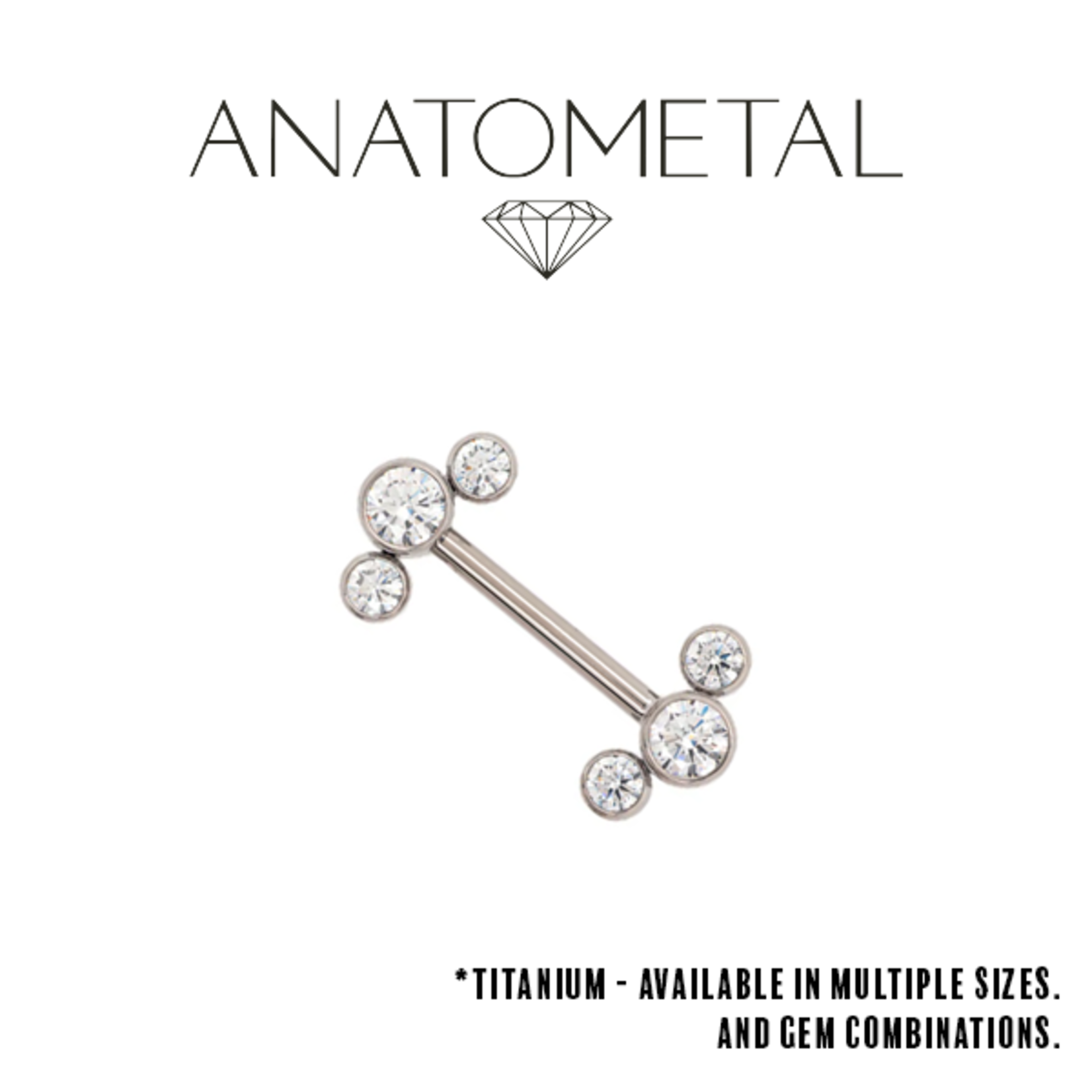 Anatometal Anatometal 12g titanium Gem Cluster Barbells - Sold as a Pair.
