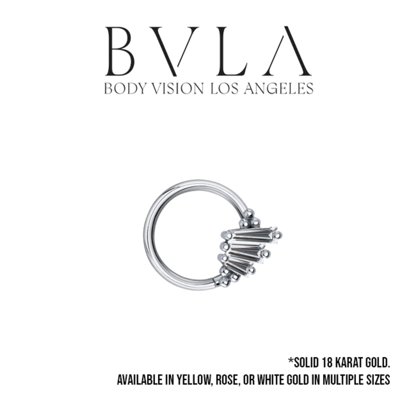BVLA BVLA 16g "Devotion" seam ring with 3x2x1, 4x2x1.5, and 5x2x1 CZ baguette