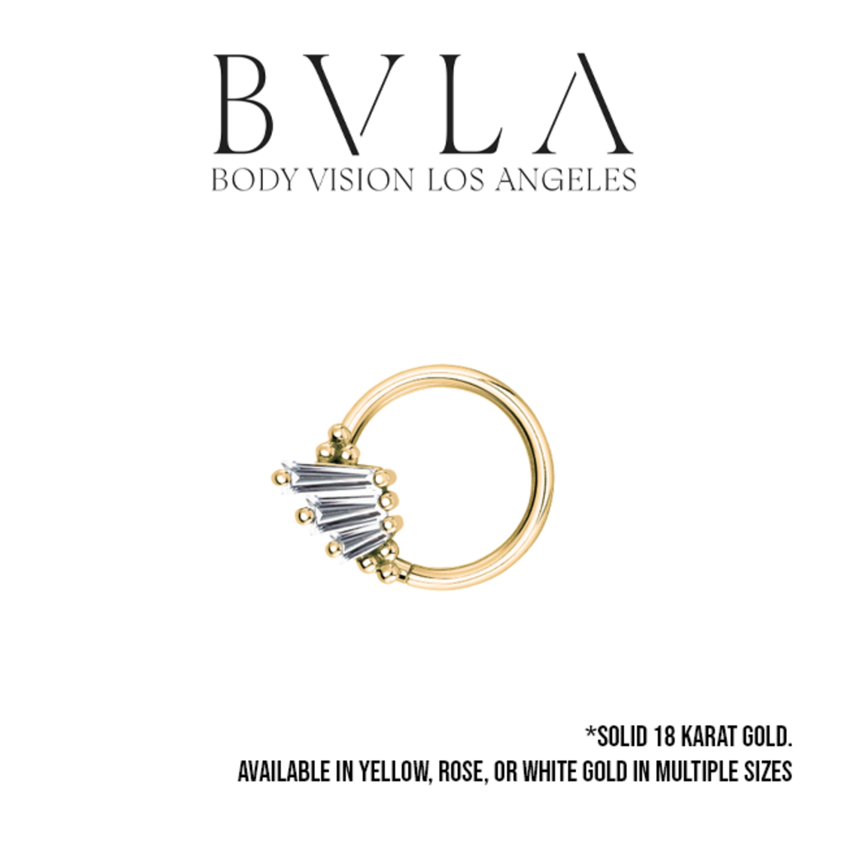 BVLA BVLA 16g "Devotion" seam ring with 3x2x1, 4x2x1.5, and 5x2x1 CZ baguette
