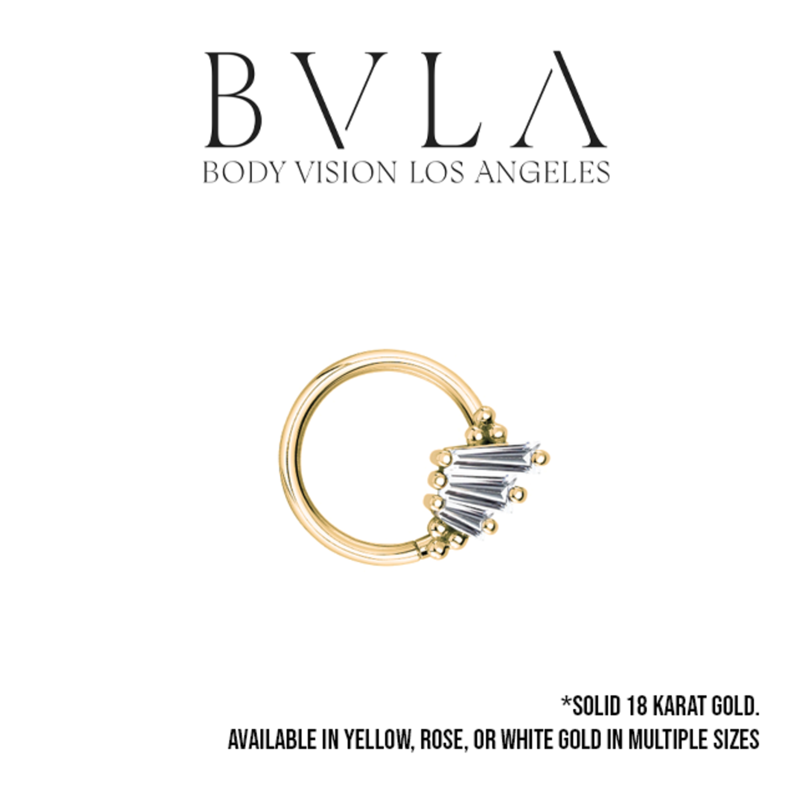 BVLA BVLA 16g 3/8  "Devotion" seam ring with 3x2x1, 4x2x1.5, and 5x2x1 CZ baguette