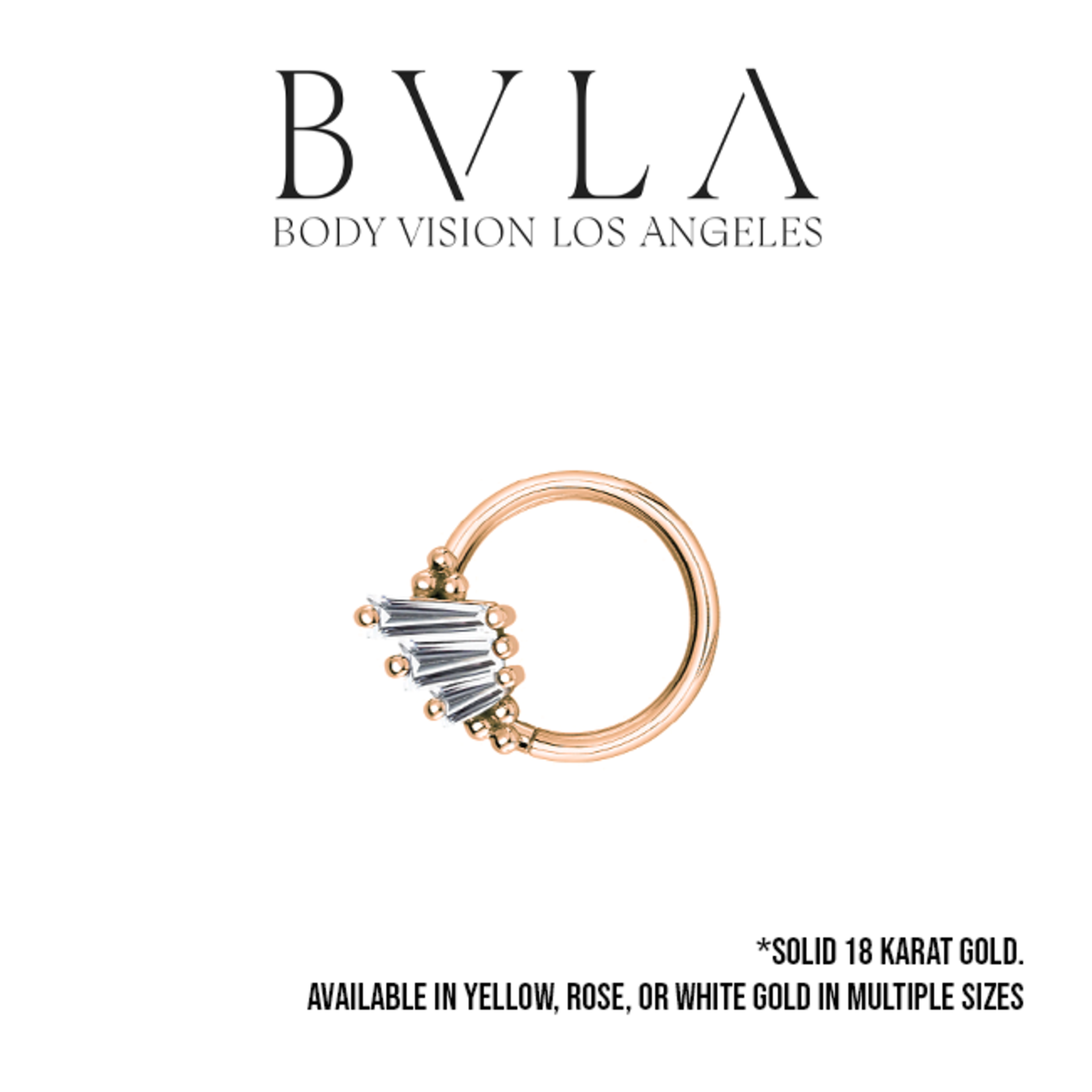 BVLA BVLA 16g 3/8  "Devotion" seam ring with 3x2x1, 4x2x1.5, and 5x2x1 CZ baguette