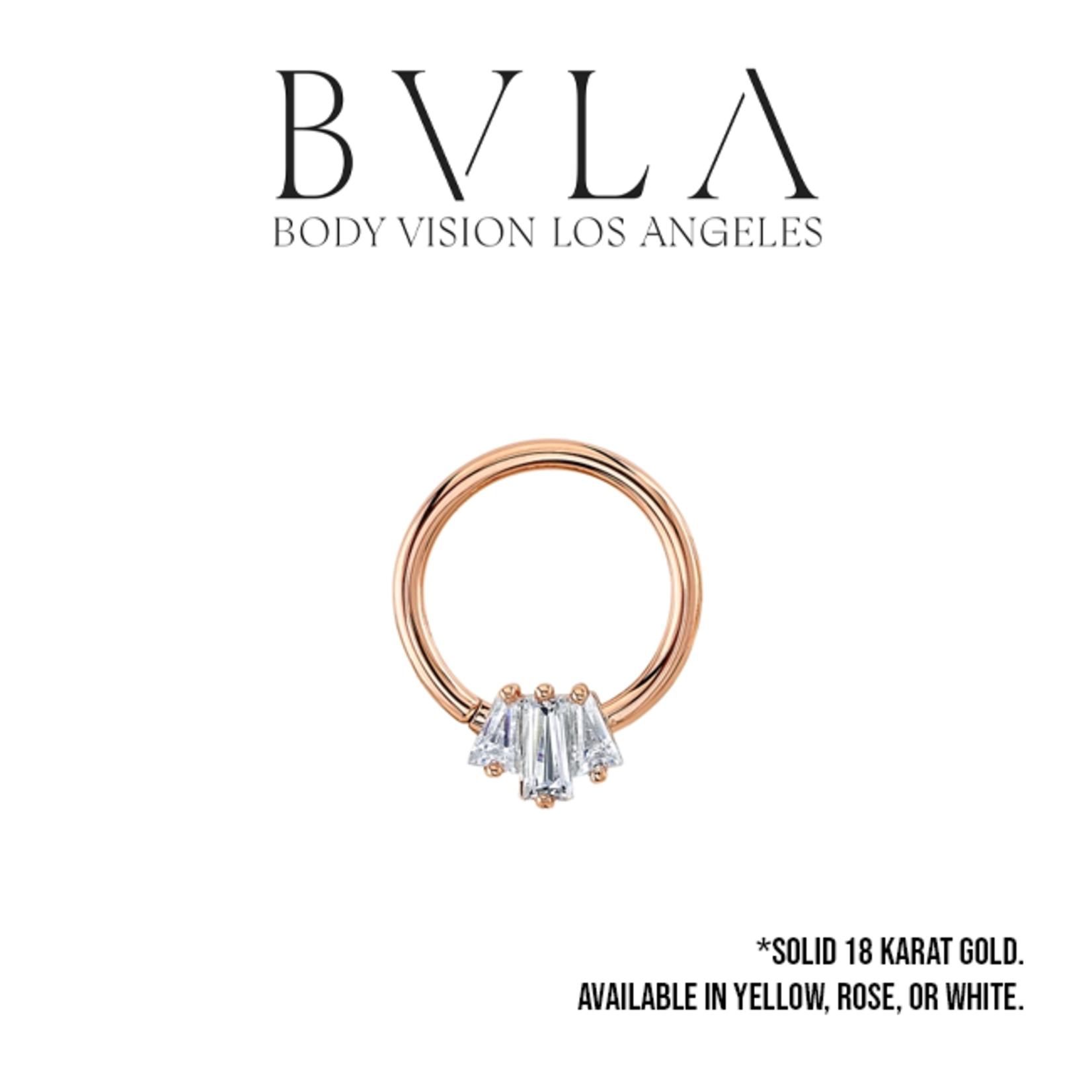 BVLA BVLA 16g 3/8  "Oceane" Tapered Baguette seam ring with CZ