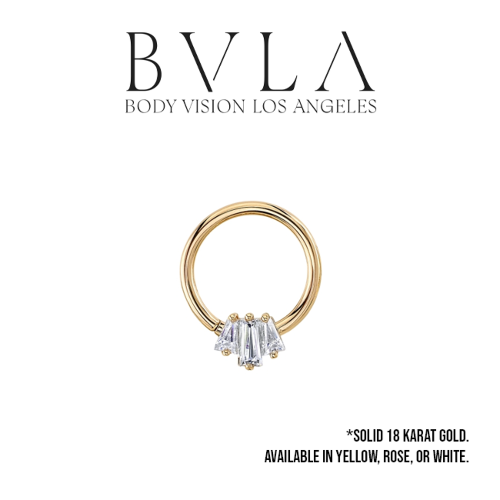 BVLA BVLA 16g 3/8  "Oceane" Tapered Baguette seam ring with CZ
