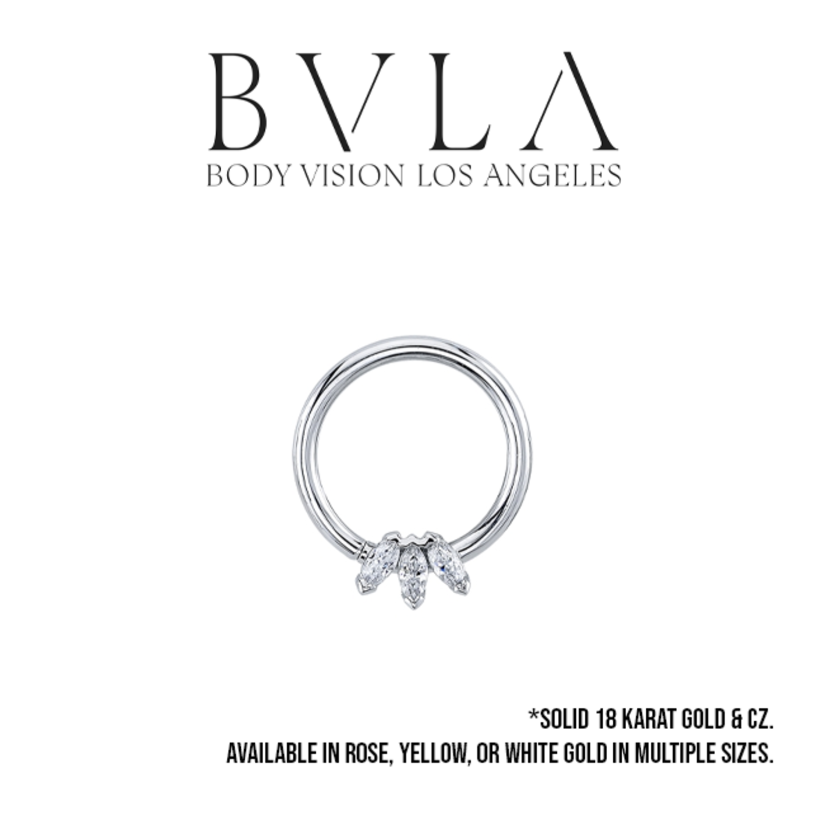 BVLA BVLA 16g Marquise Fan seam ring with 3x 3x1.5 CZ