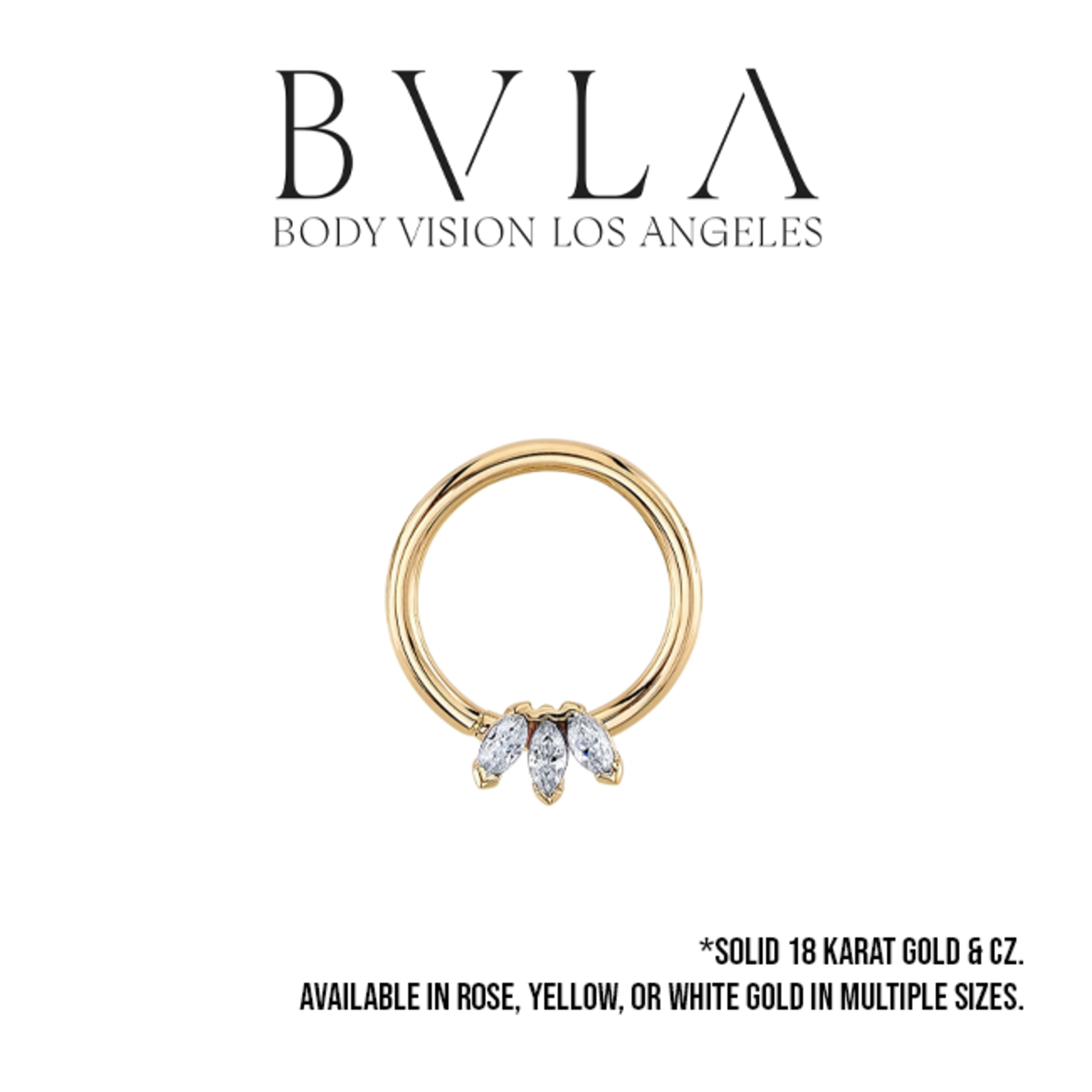 BVLA BVLA 16g Marquise Fan seam ring with 3x 3x1.5 CZ
