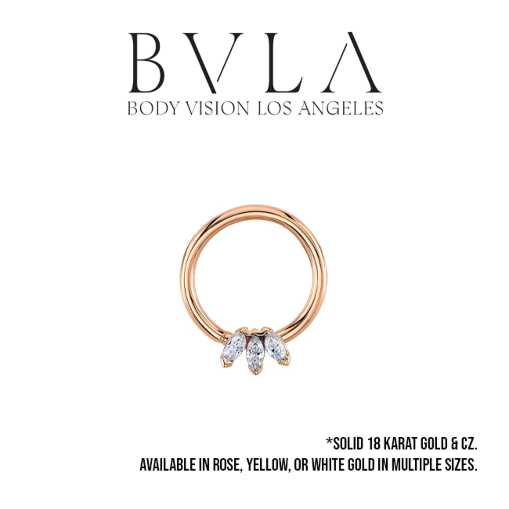 BVLA BVLA 16g Marquise Fan seam ring with 3x 3x1.5 CZ