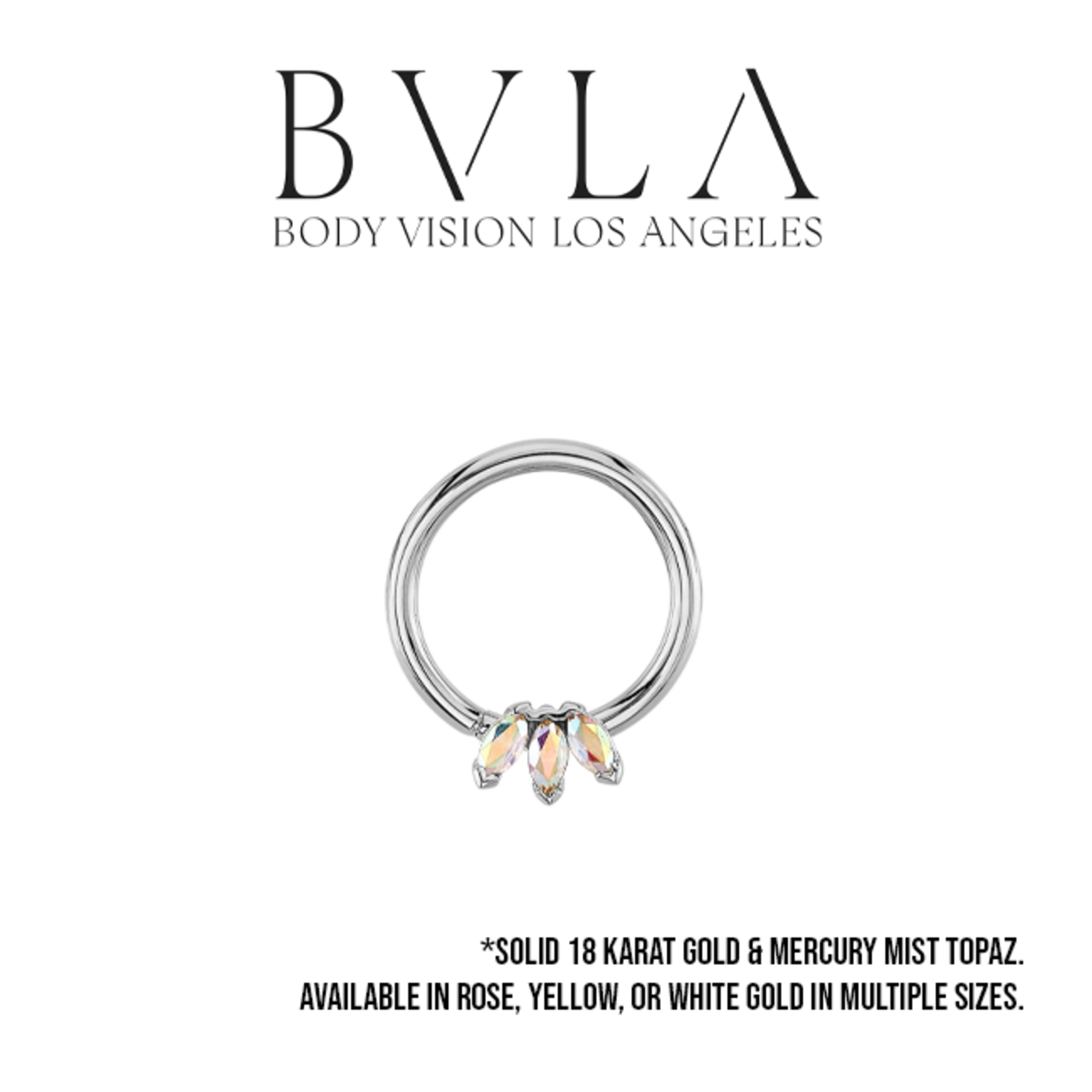 BVLA BVLA 16g Marquise Fan seam ring with 3x 3x1.5 Mercury Mist Topaz