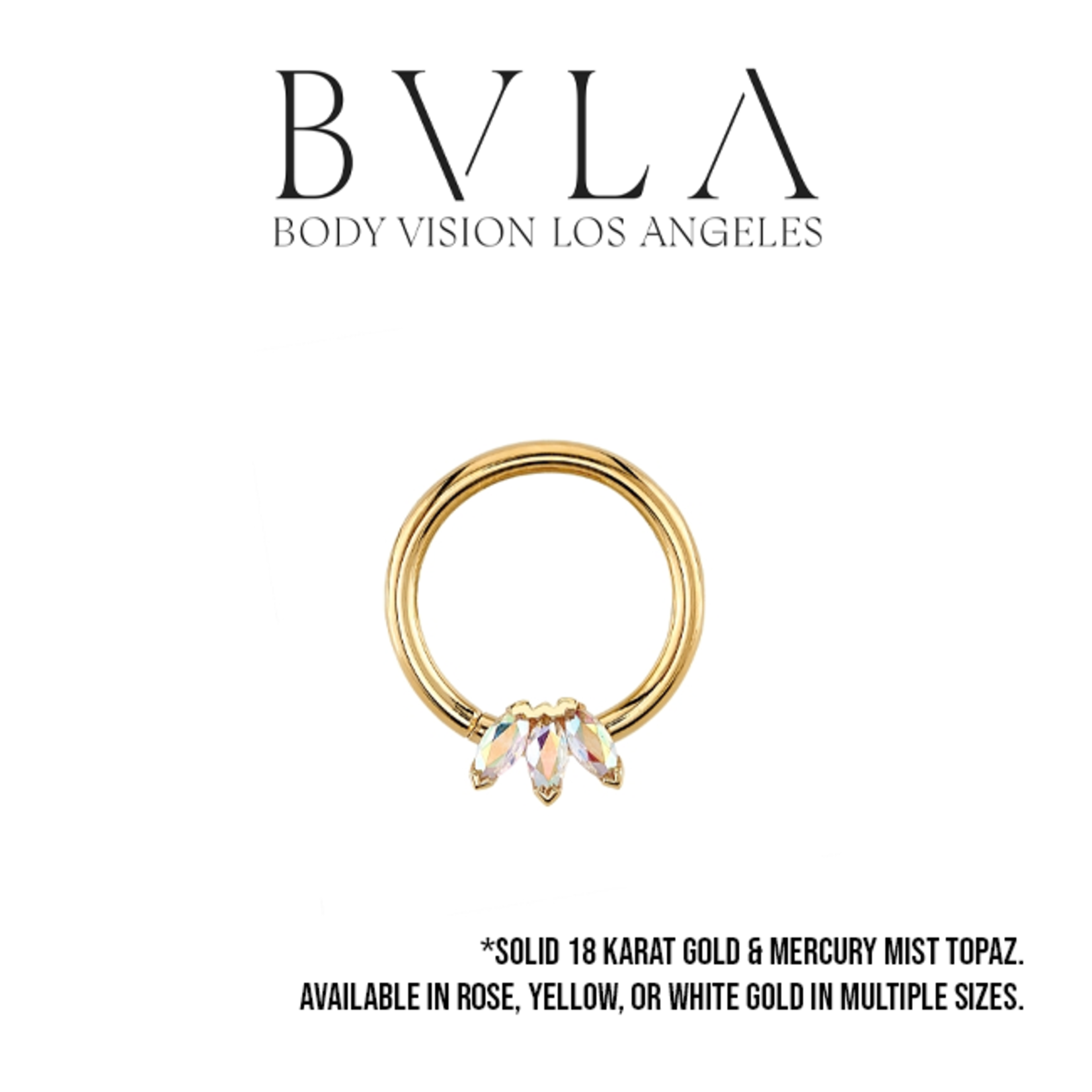 BVLA BVLA 16g Marquise Fan seam ring with 3x 3x1.5 Mercury Mist Topaz