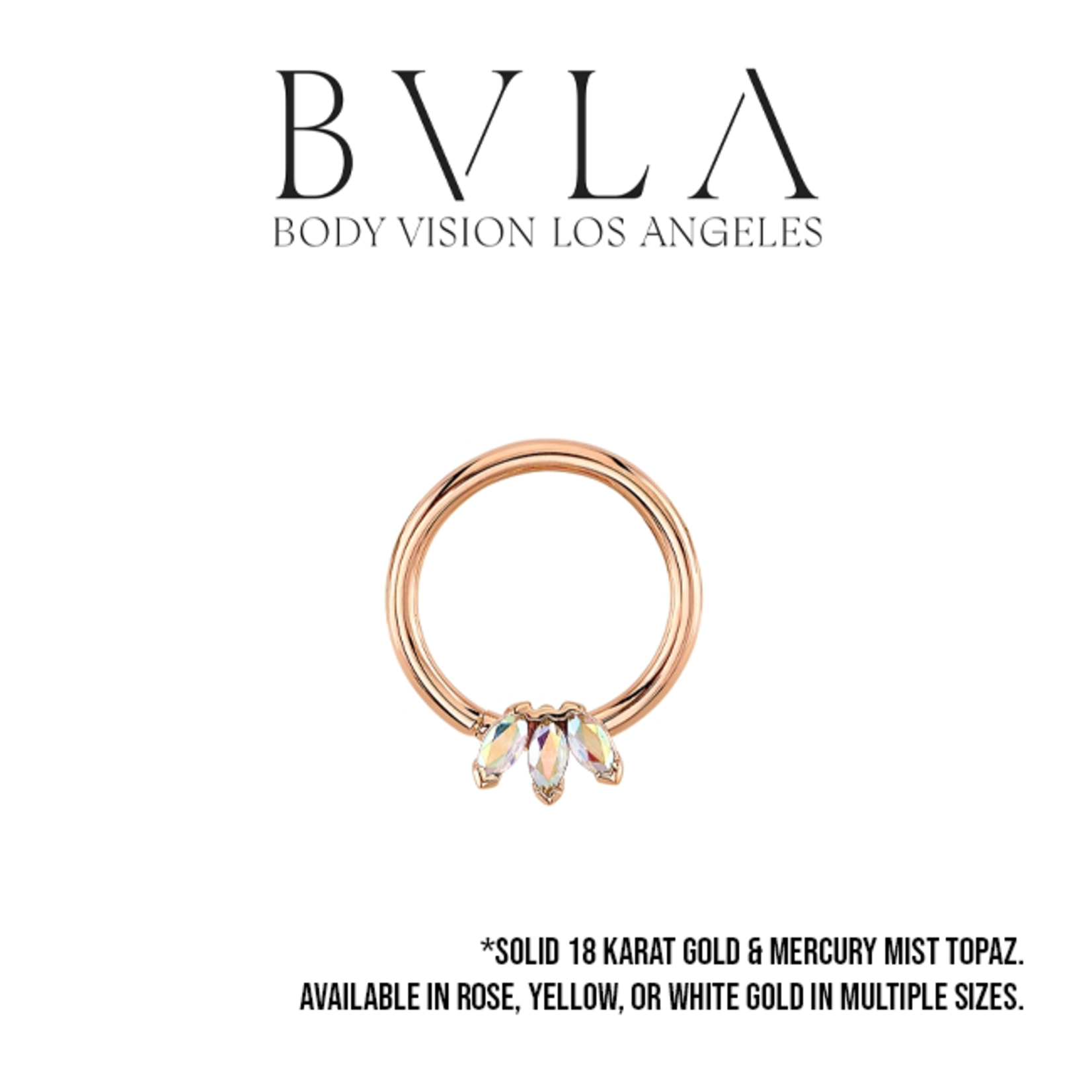 BVLA BVLA 16g Marquise Fan seam ring with 3x 3x1.5 Mercury Mist Topaz