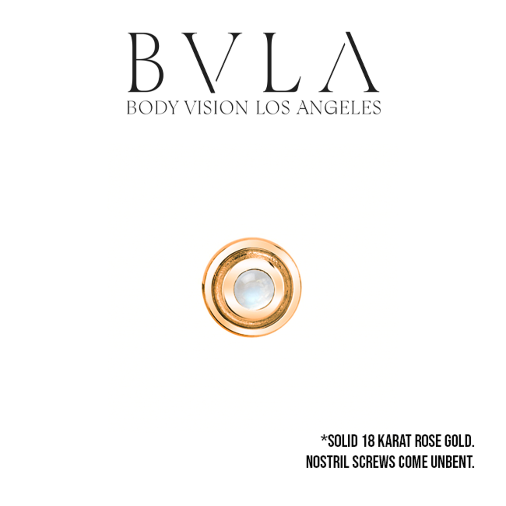 BVLA BVLA 20g rose gold "Illusion step bezel" nostril screw with rainbow moonstone