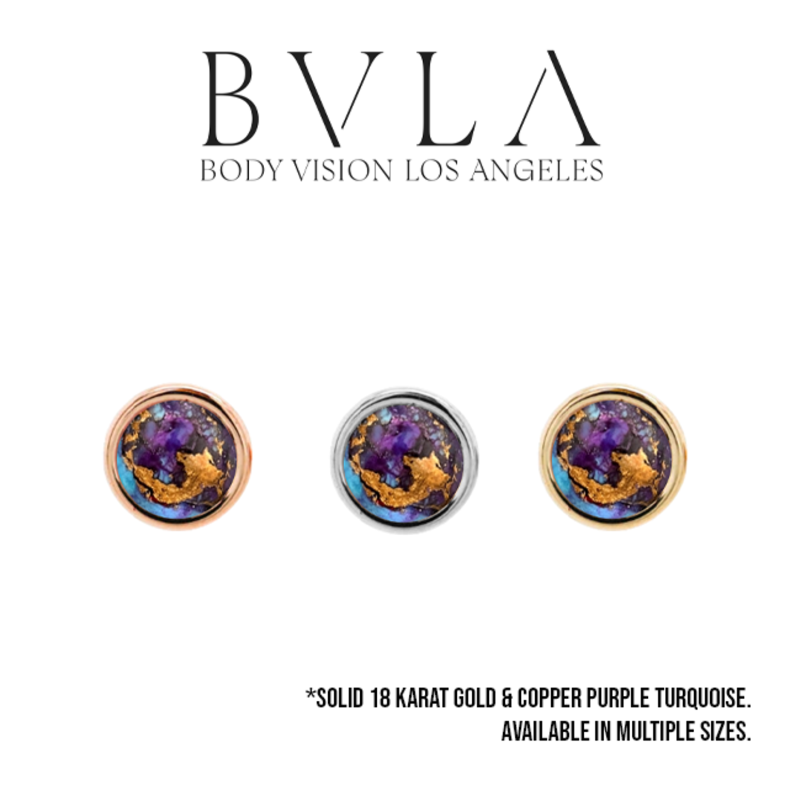 BVLA BVLA 16g bezel cabochon threaded end with copper purple turquoise