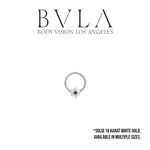 BVLA BVLA White Gold captive ring with CZ & Sapphire Flower