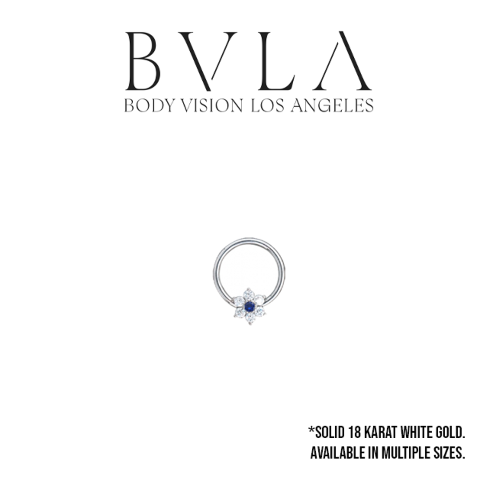 BVLA BVLA 12g 7/16 white gold captive ring with CZ & Sapphire flower