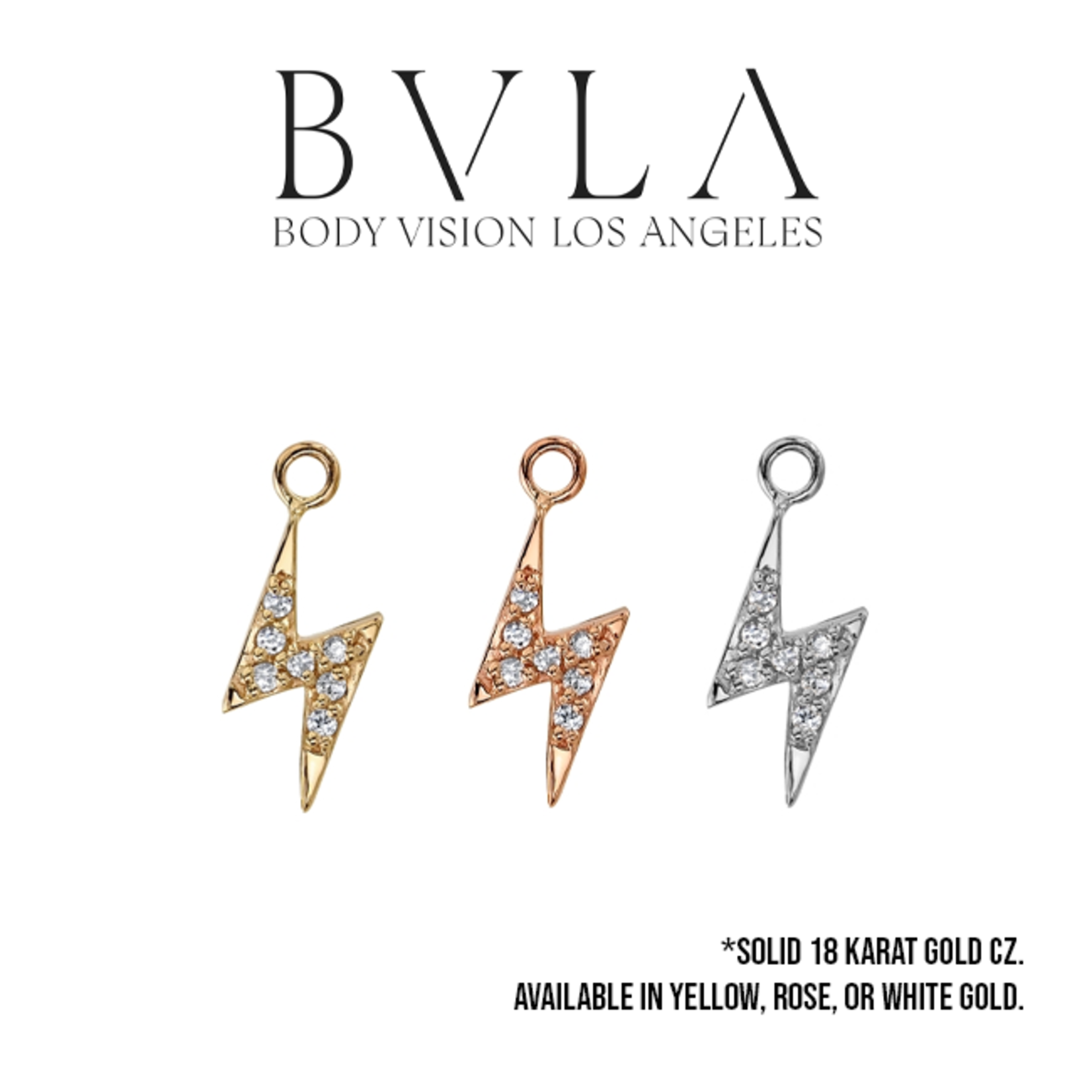 BVLA 16g BVLA "Micro Pave Lightning Bolt" charm with 7x 1.0 CZ