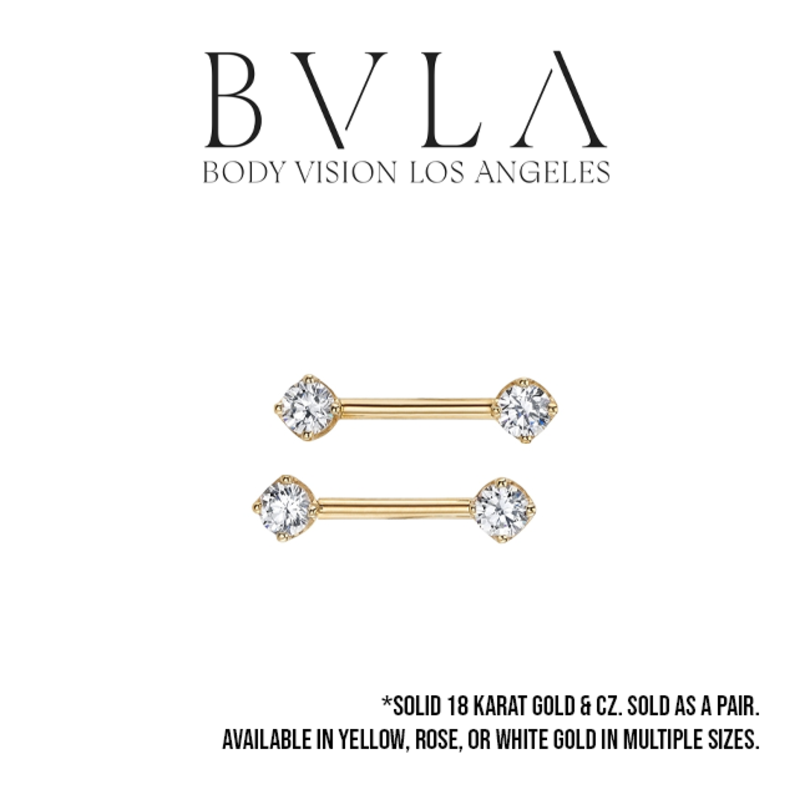 BVLA BVLA 12g "Prong Bell" barbell with 4.0mm CZ. Sold as a pair