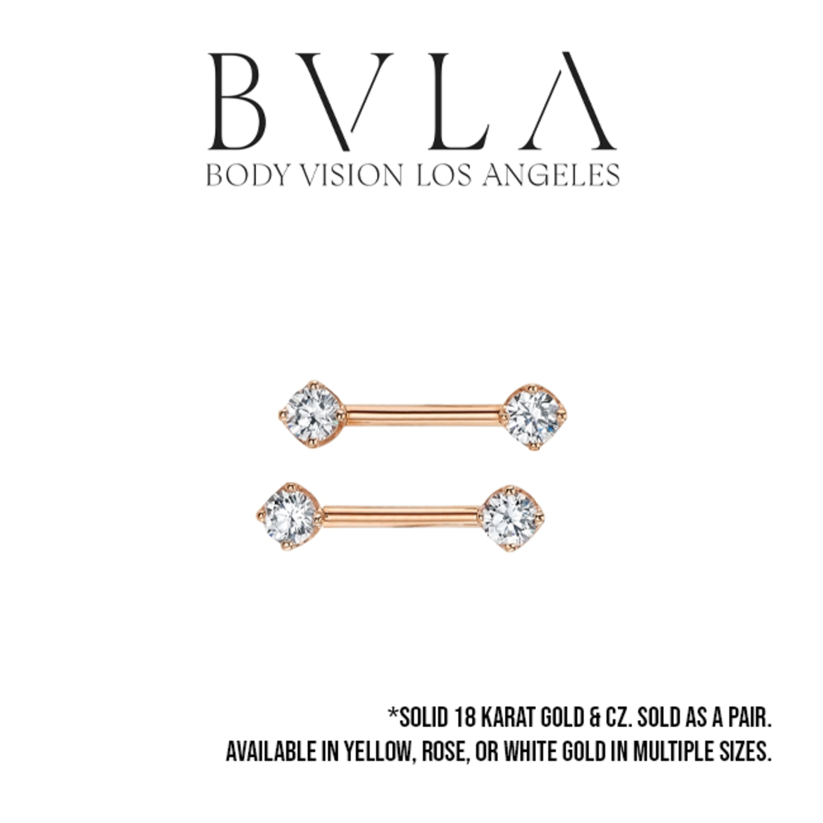 BVLA BVLA 12g "Prong Bell" barbell with 4.0mm CZ. Sold as a pair