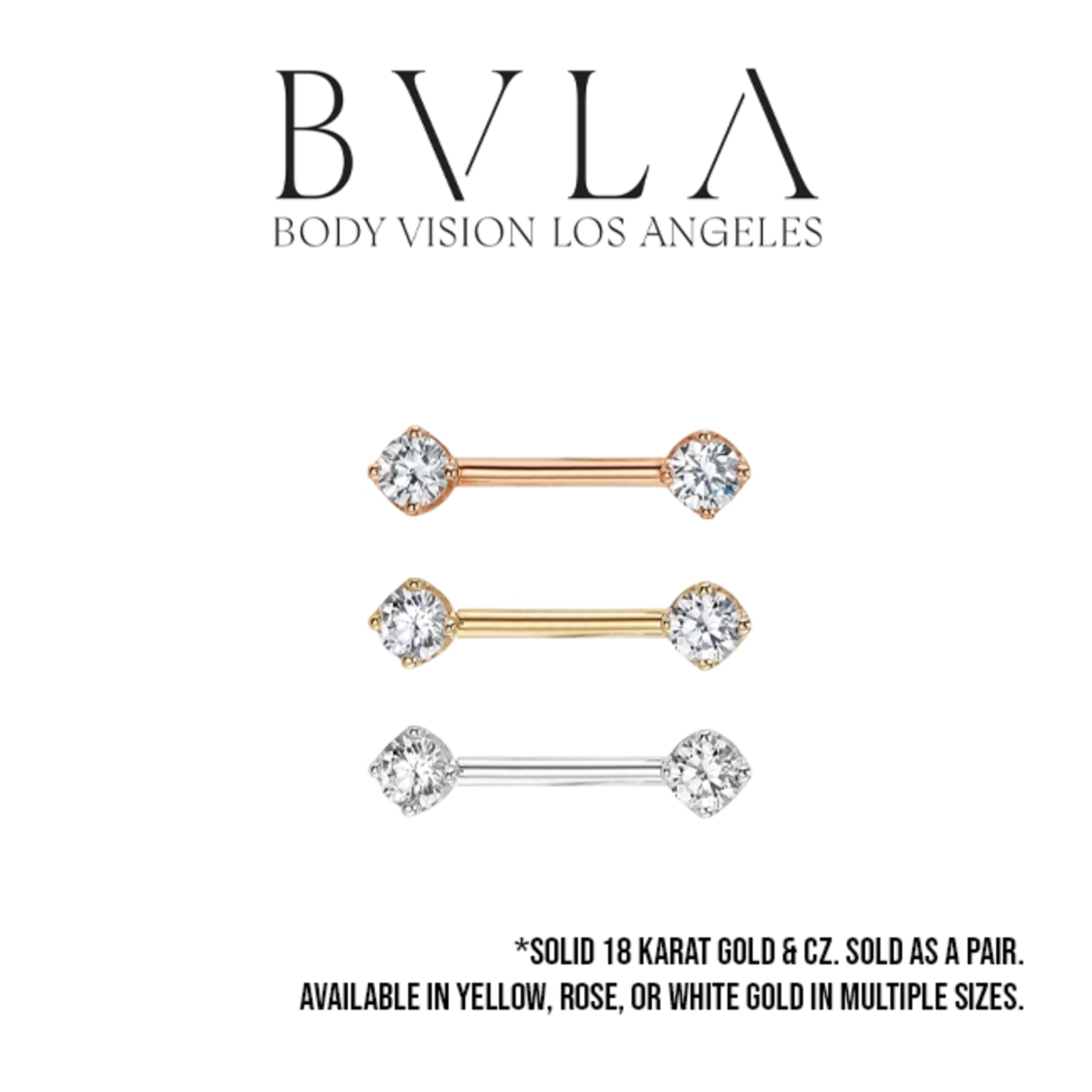 BVLA BVLA 12g "Prong Bell" barbell with 4.0mm CZ. Sold as a pair