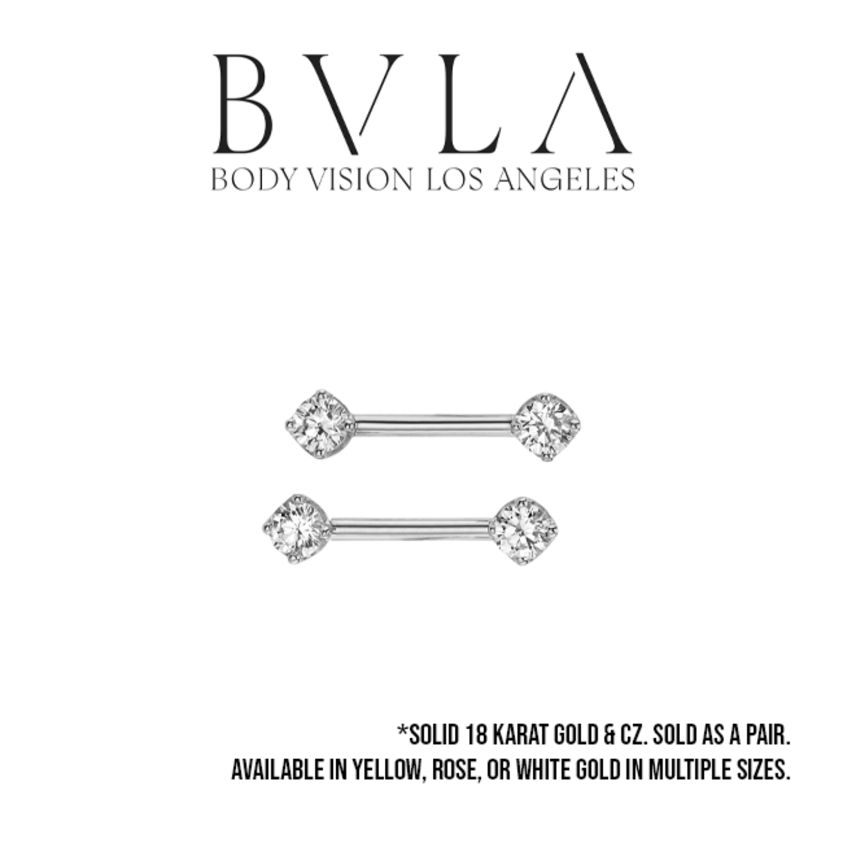 BVLA BVLA 12g "Prong Bell" barbell with 4.0mm CZ. Sold as a pair