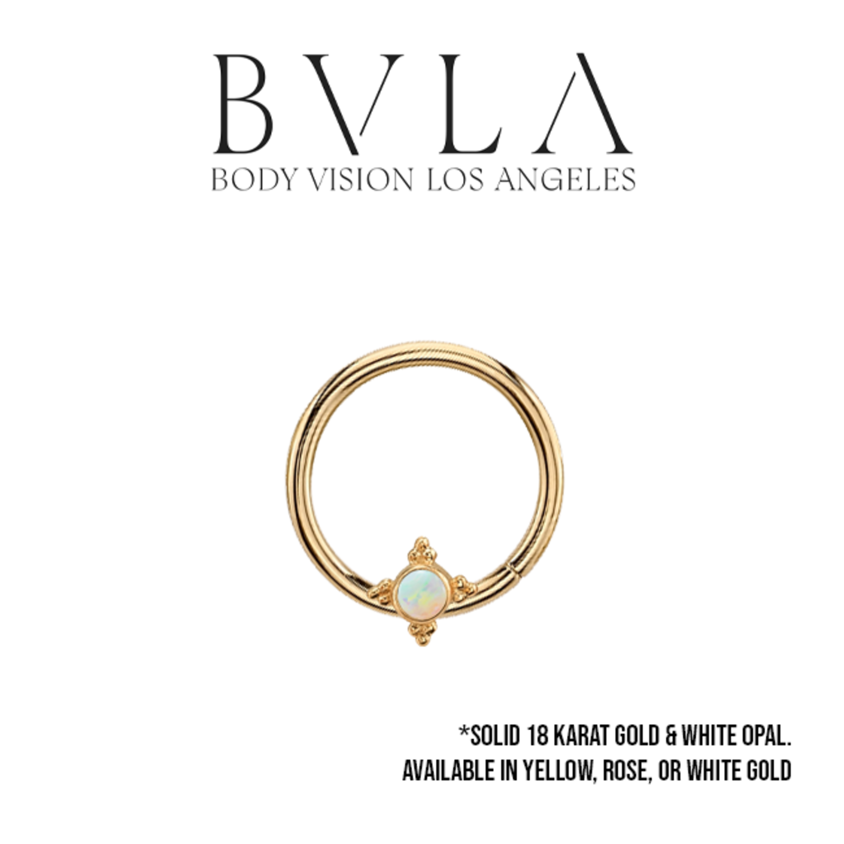 BVLA BVLA 16g Fixed ring with "Mini Kandy" and 2.0 AAA white opal