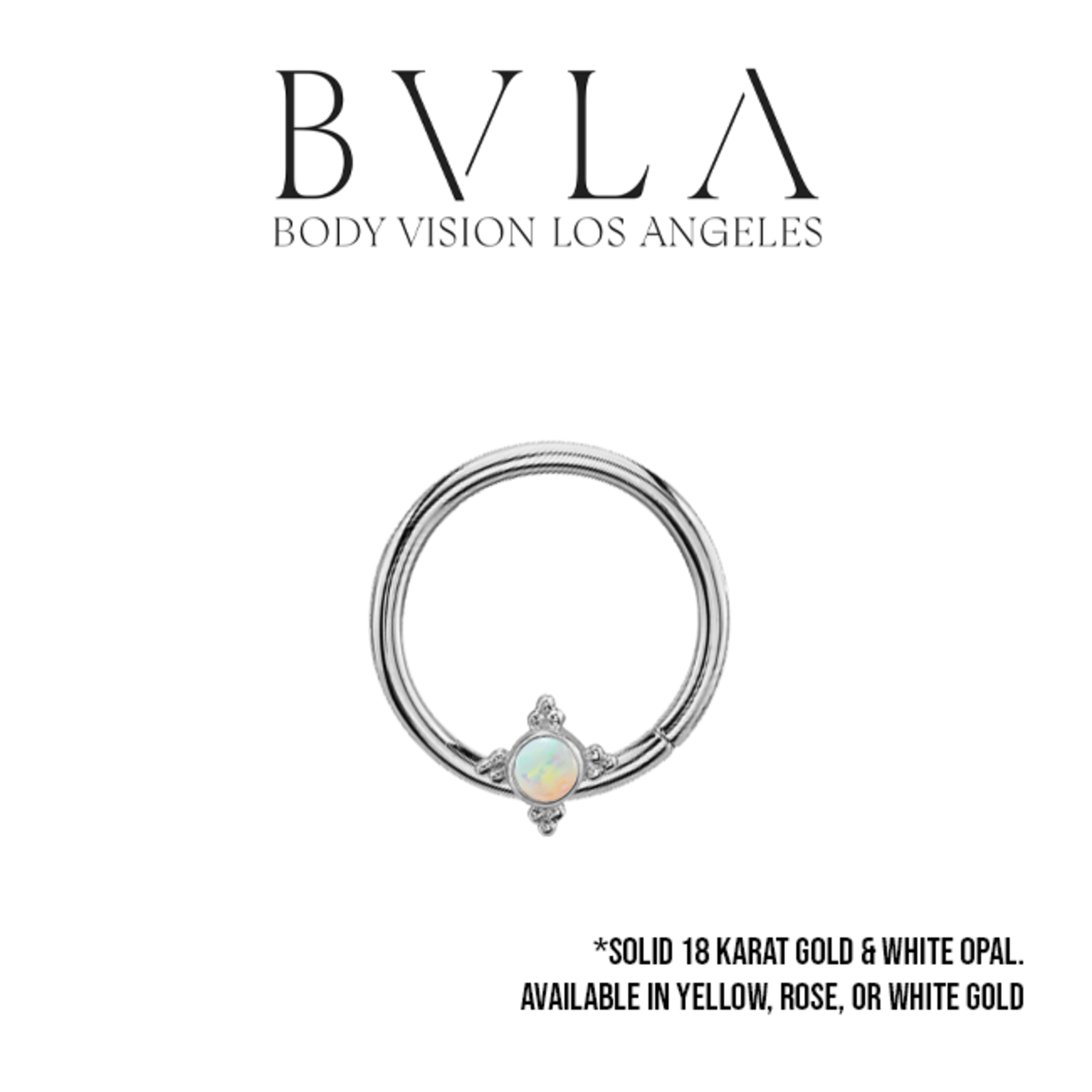 BVLA BVLA 16g Fixed ring with "Mini Kandy" and 2.0 AAA white opal