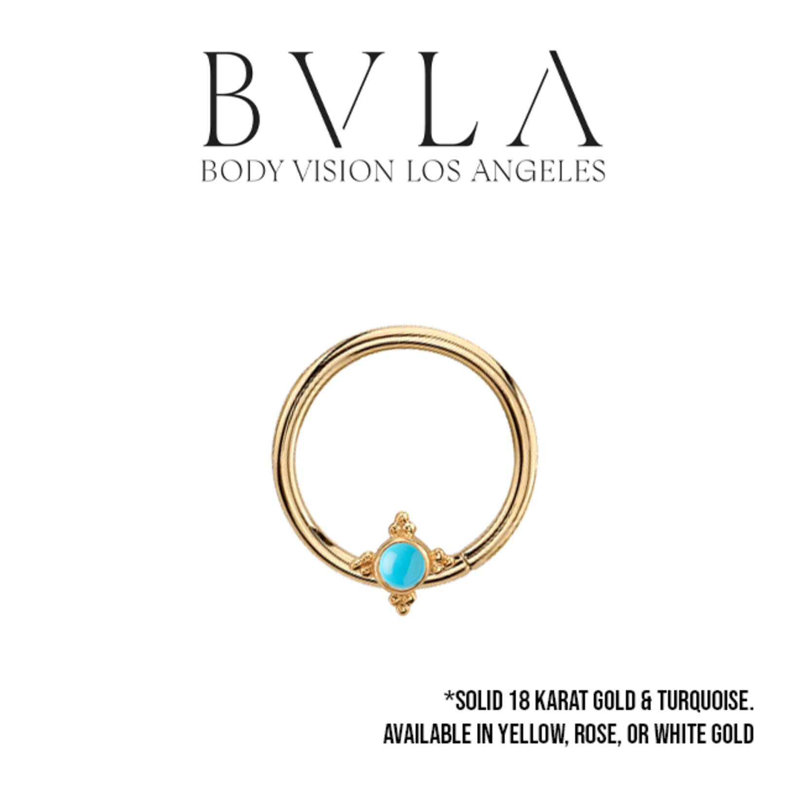 BVLA 16g BVLA Fixed ring with "Mini Kandy" and 2.0mm bezel-set turquoise