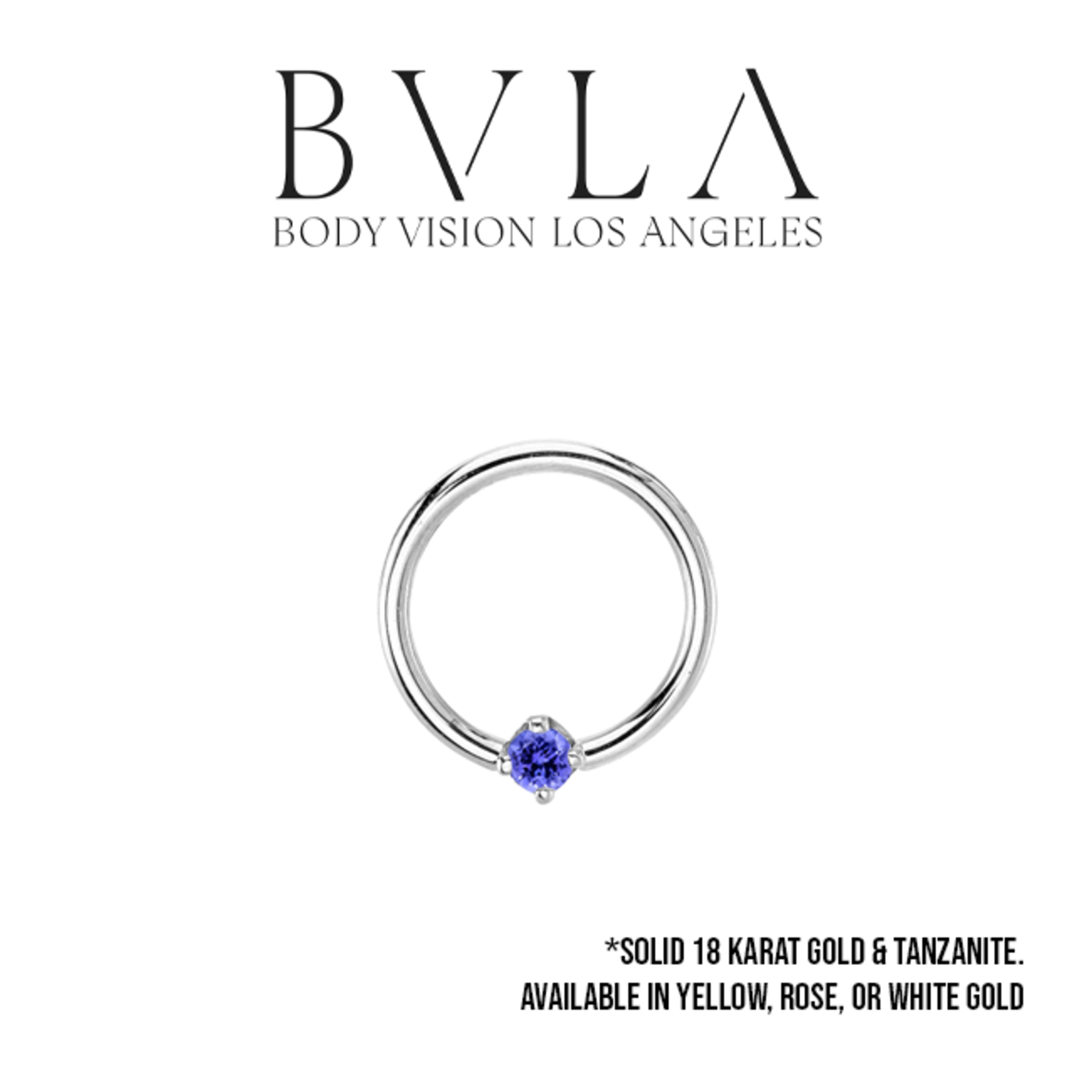 BVLA BVLA 16g fixed ring with 2.0 prong set AA Tanzanite