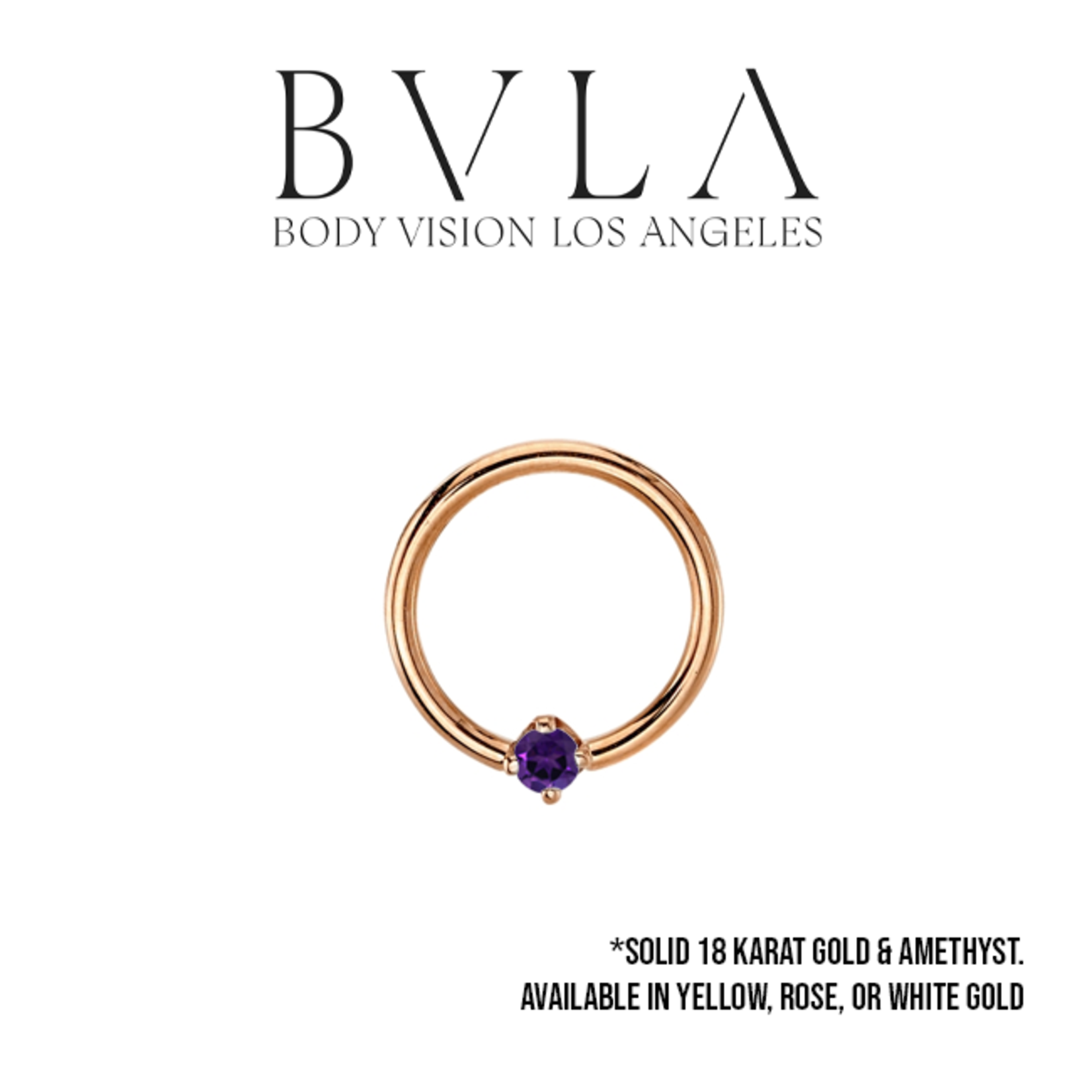 BVLA BVLA 16g fixed ring with 2.0 prong set AA amethyst