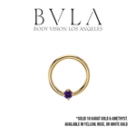 BVLA BVLA 16g Fixed Prong Ring with 2.0 AA Amethyst