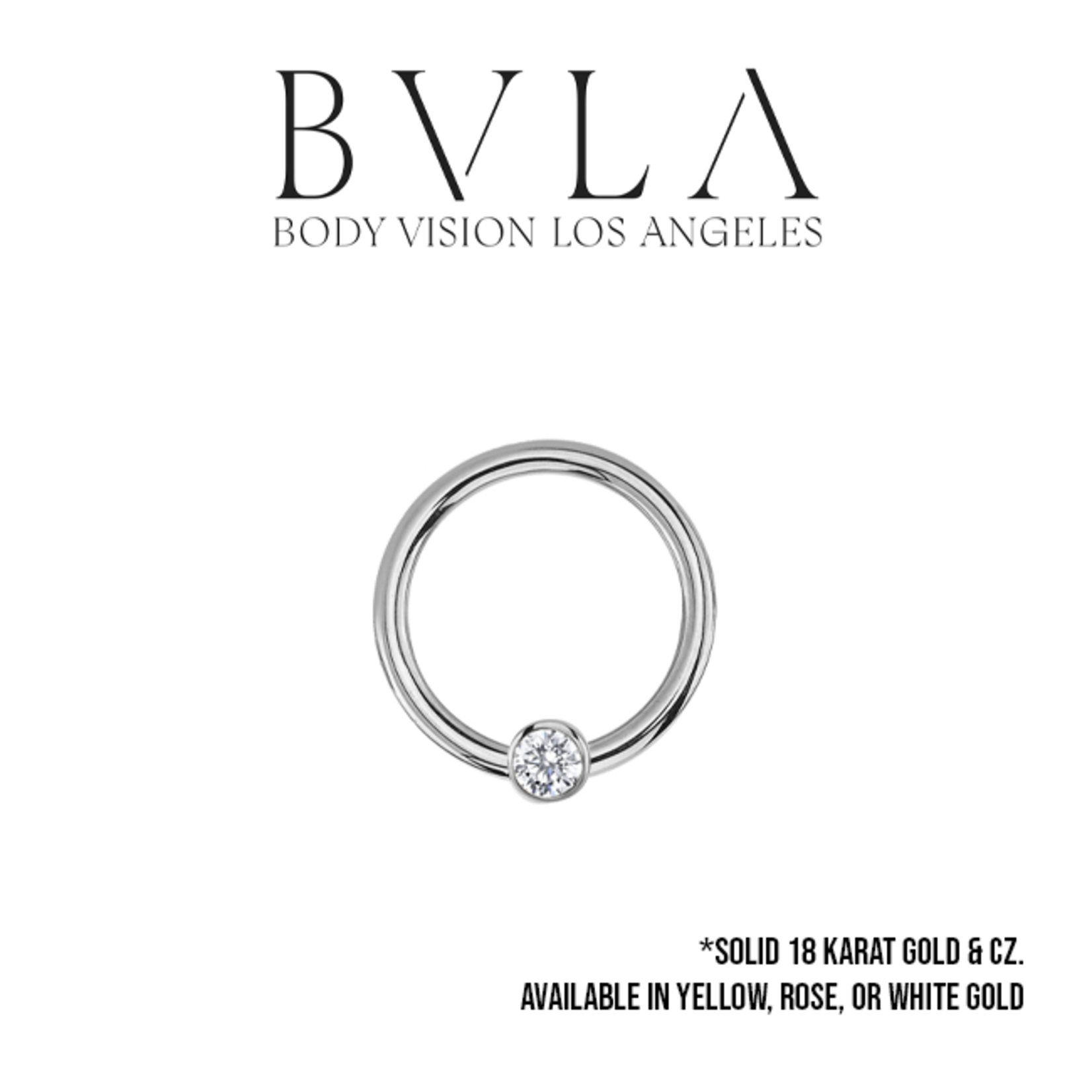 BVLA BVLA 16g fixed bezel ring with CZ. Nipple Orientation.