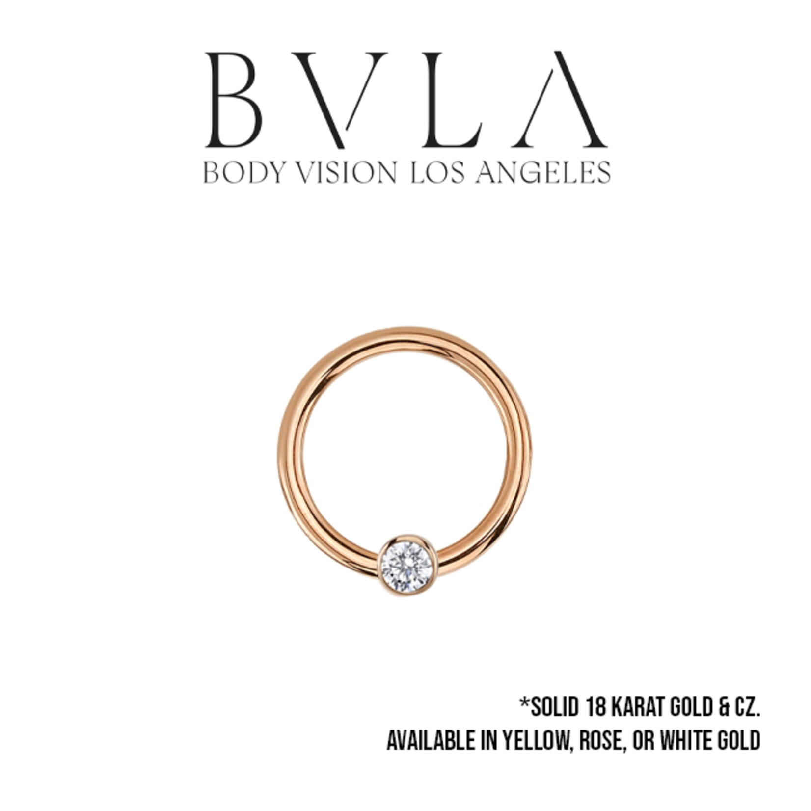 BVLA BVLA 16g fixed bezel ring with CZ. Nipple Orientation.