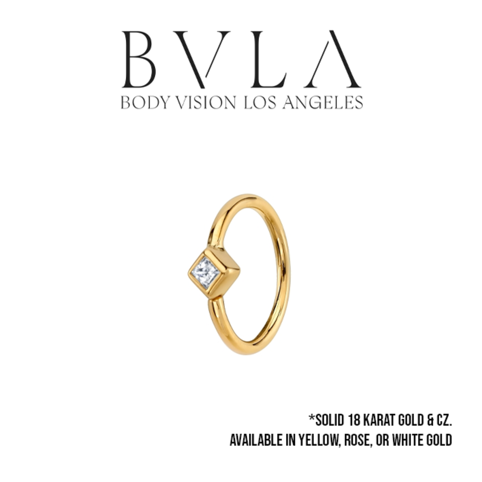 BVLA BVLA 18g fixed ring with 2.0 bezel-set princess CZ