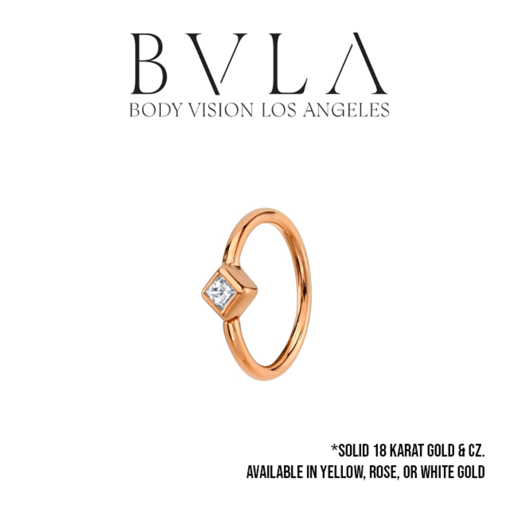 BVLA BVLA 18g fixed ring with 2.0 bezel-set princess CZ